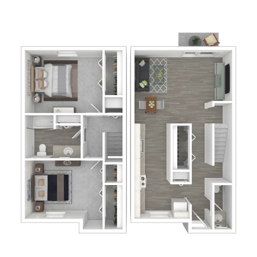 Floor Plan  a stylized floor plan with a bedroom and a living room