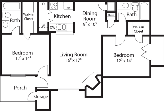 Floor Plan  a floor plan of a house with a kitchen and a living room