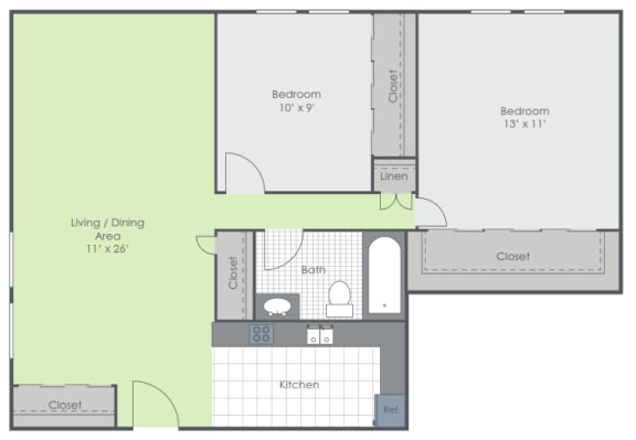 Floor Plan  2 Bedroom 1 Bath