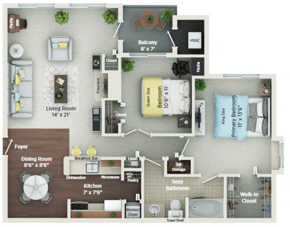 Floor Plan  B1 Floor Plan at Village Club on Franklin, Southfield Michigan