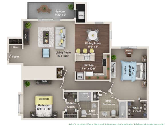 Floor Plan  C2 Floor Plan at Village Club on Franklin, Southfield, MI, 48034