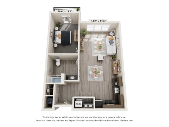 Floor Plan  1 bedroom floor plan at Esker Sqaure, Holt MI