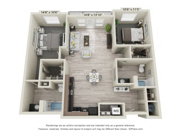 Floor Plan  a floor plan of a 1 bedroom192 sq ft