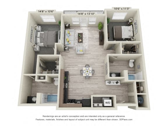 Floor Plan  a floor plan of a 1 bedroom192 sq ft