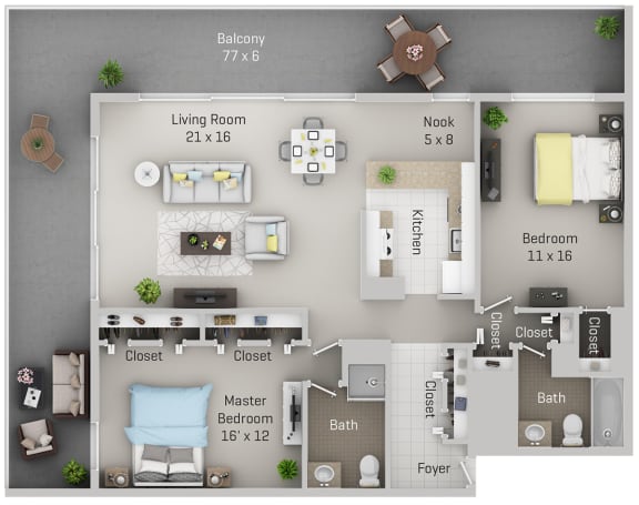 Floor Plan  2 bedroom, 2 Bath