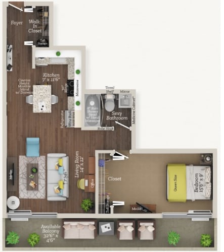 Floor Plan  Floor Plan A4 AFF at City Club Apartments Lafayette Park, Michigan