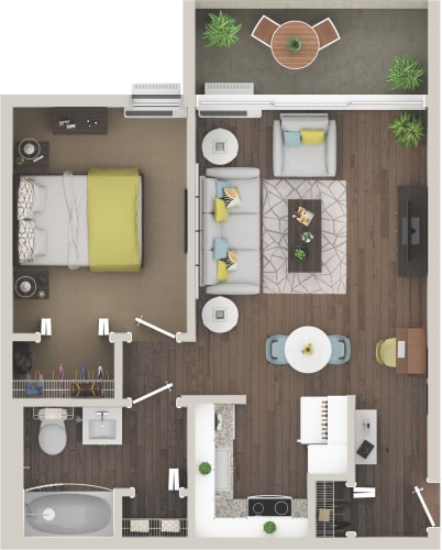 Floor Plan  Floor Plan LAF A at City Club Apartments Lafayette Park, Detroit, MI 48207