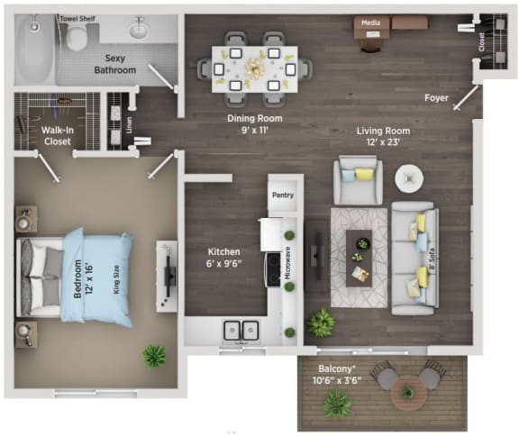 Floor Plan  Plan A at Village Club of Royal Oak, Royal Oak, MI 48067