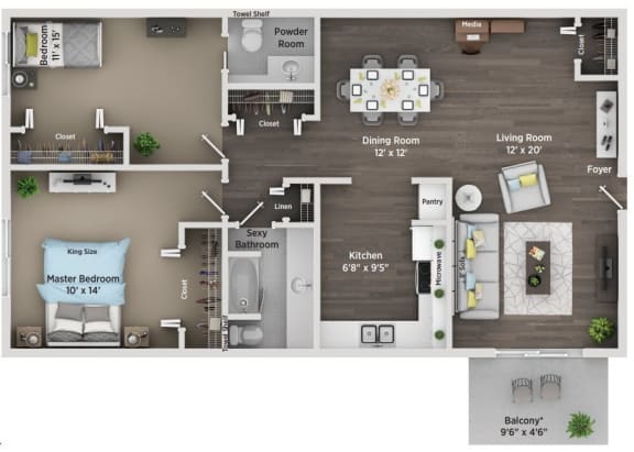Floor Plan  the floor plan of studio suite at Village Club of Royal Oak, Michigan