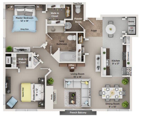 Floor Plan  B1 Floor Plan at Regents Club of Troy, Michigan, 48084