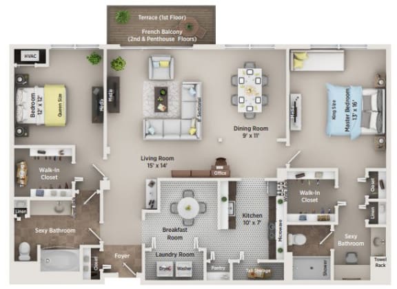Floor Plan  C1 Floor Plan at Regents Club of Troy, Troy, 48084