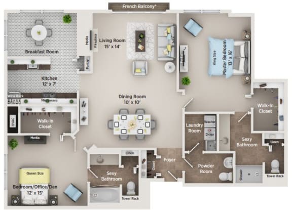 Floor Plan  C2 Floor Plan at Regents Club of Troy, Troy Michigan