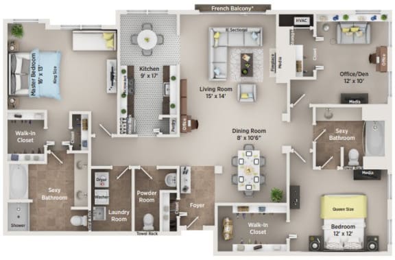 Floor Plan  D Floor Plan at Regents Club of Troy, Michigan