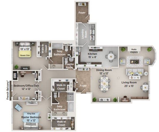 Floor Plan  D2 Floor Plan at Regents Club of Troy, Troy