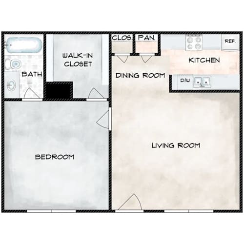 Floor Plan  One bedroom 625 square feet