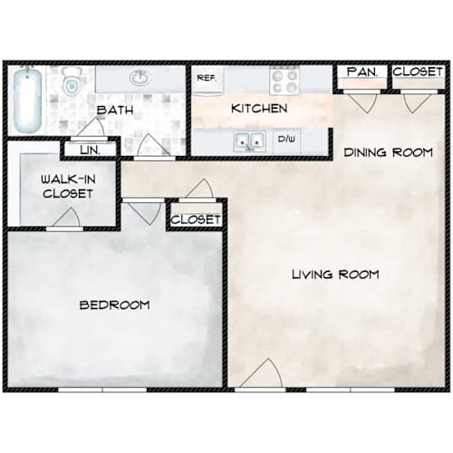 Floor Plan  One bedroom 700 square feet