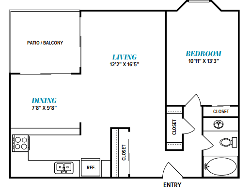 Floor Plan  A floor plan of a living room, dining room, and bedroom.