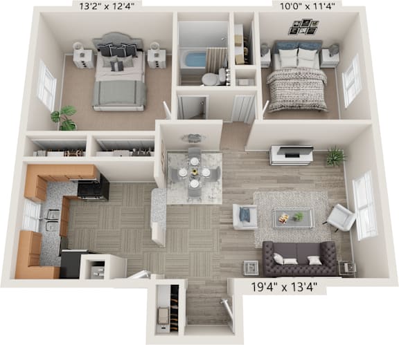 Floor Plan  The Madison Floor Plan at The Loop on Greenfield Apartments, Oak Park, Michigan