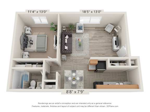 Floor Plan  The Roosevelt Floor Plan at The Loop on Greenfield Apartments, Michigan