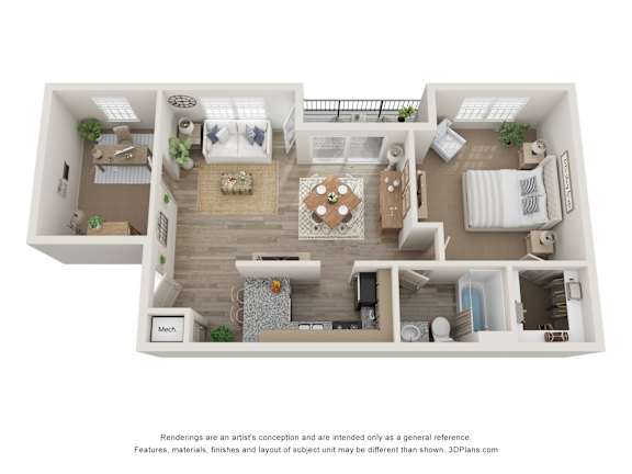 Floor Plan  a stylized floor plan with a bedroom and a living room