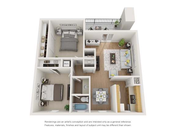 Floor Plan  Desert Peaks B2 floor plan 858 sqft