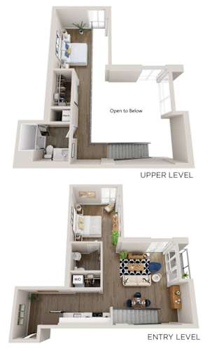 Floor Plan  Emerald L4 1 Bed 1.5 Bath 929 Square Feet