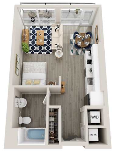 Floor Plan  Emerald S5 Studio 1 bath floor plan