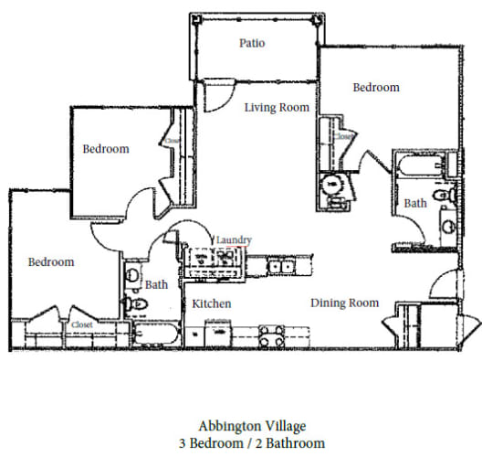 Floor Plan  3 Bedroom | 2 Bath