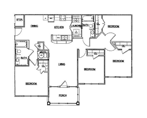 Floor Plan  A black and white image of a house floor plan.