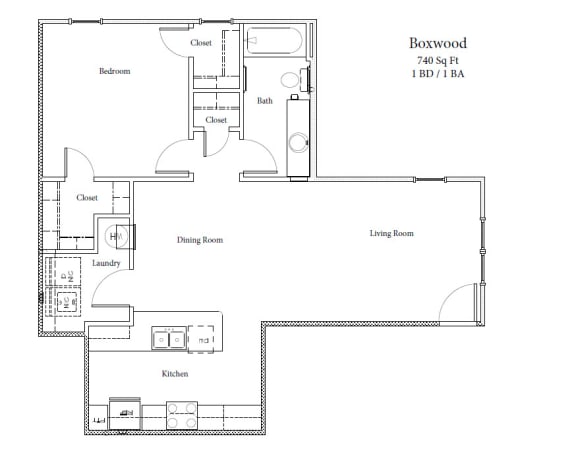 Floor Plan  Boxwood (1 BR | 1 BA)