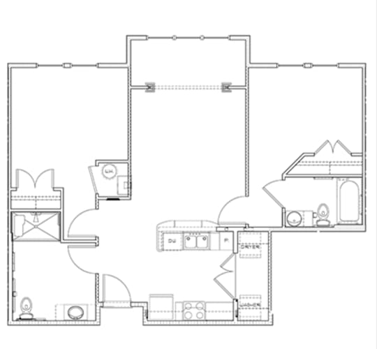 Floor Plan  A black and white image of a floor plan of a house.