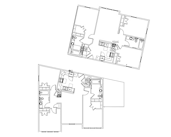 Floor Plan  Two floor plans of a house with labeled rooms.