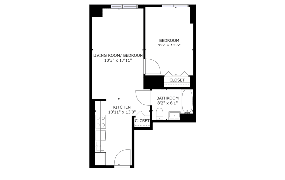 Floor Plan  1 Bedroom 1 Bath