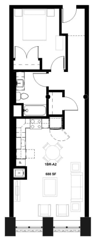 Floor Plan  bedroom floor plan of 55 north luxury apartments to rent in the north end of boston