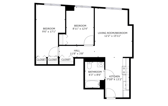 Floor Plan  2 Bedroom 1 Bath