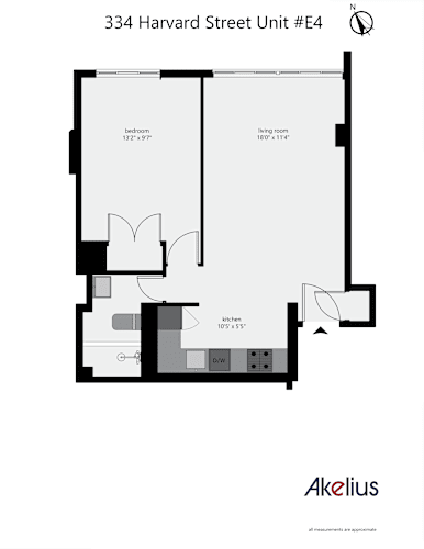 Floor Plan  One bedroom floorplan example Unit E4