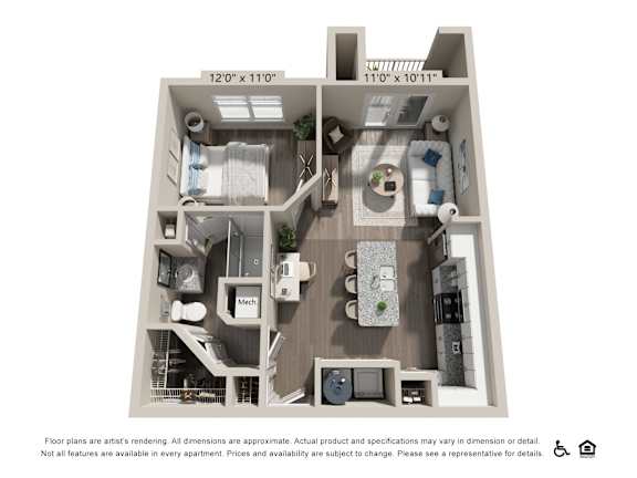Floor Plan  One Bedroom Floorplan