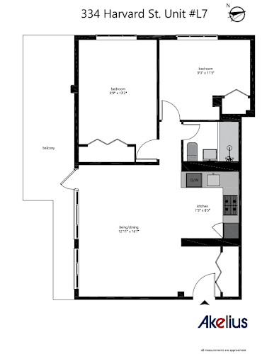 Floor Plan  2 bedroom floorplan example Unit L7