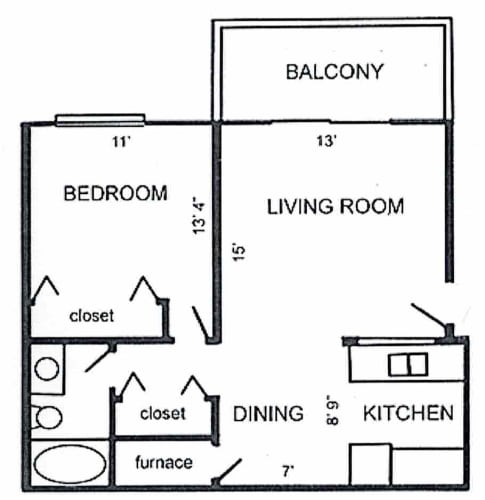 Floor Plan  a floor plan of a living room with a kitchen and a dining room