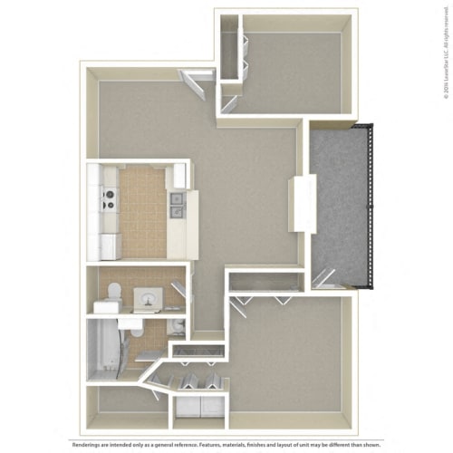 Floor Plan  a stylized floor plan with a bedroom and a bathroom