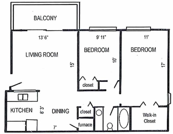 Floor Plan  a floor plan of a house with three bedrooms and a living room and a kitchen