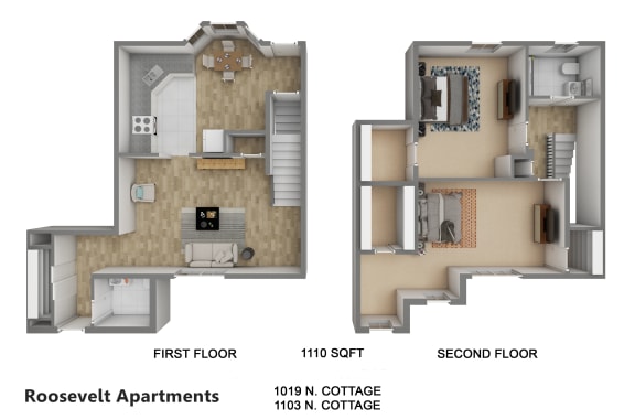 Floor Plan  Three Bedroom One and 1/2 Bath Townhome