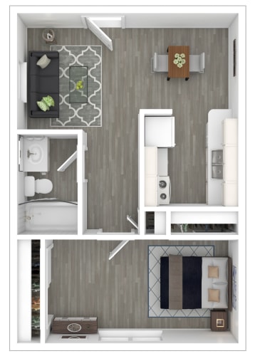 Floor Plan  a stylized floor plan with a bedroom and a bathroom