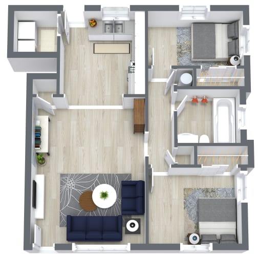 Floor Plan  Two Bedroom One Bath Townhome