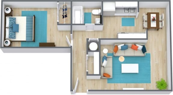 Floor Plan  3D one bedroom floor plan