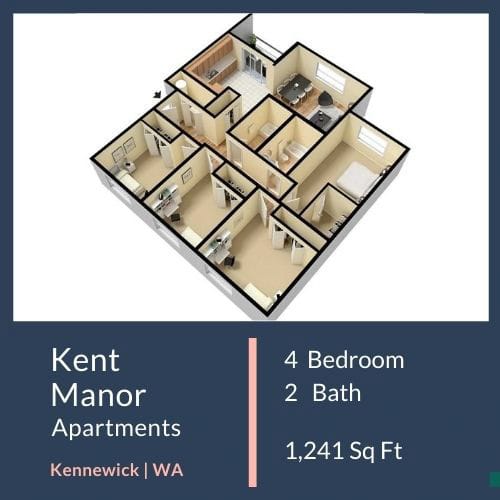 Floor Plan  Kent Manor Apartments 4x2 Floor Plan