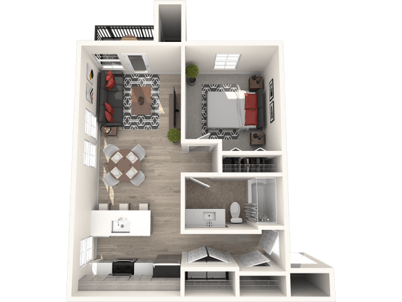 Floor Plan  RedPoint Apartments One Bedroom