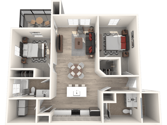 Floor Plan  RedPoint Apartments Two Bedroom