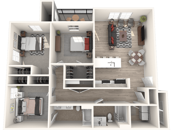 Floor Plan  RedPoint Apartments Three Bedroom