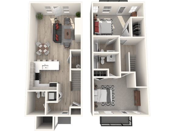Floor Plan  RedPoint Apartments Two Bedroom Townhome